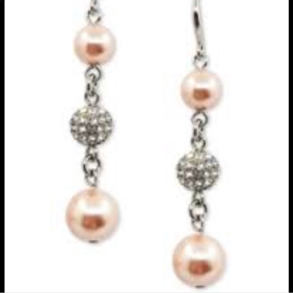 Charter Club Pink Silver Faux Pearl Drop Earrings - Picture 8 of 8